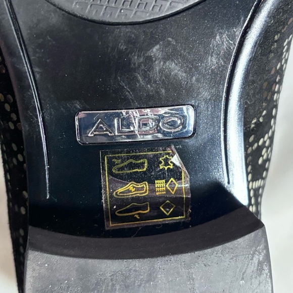 ALDO Sz 10 Loafer Slip On Suede Gold Graphic Pattern Almond Toe NEW WITH TAG - Picture 9 of 10